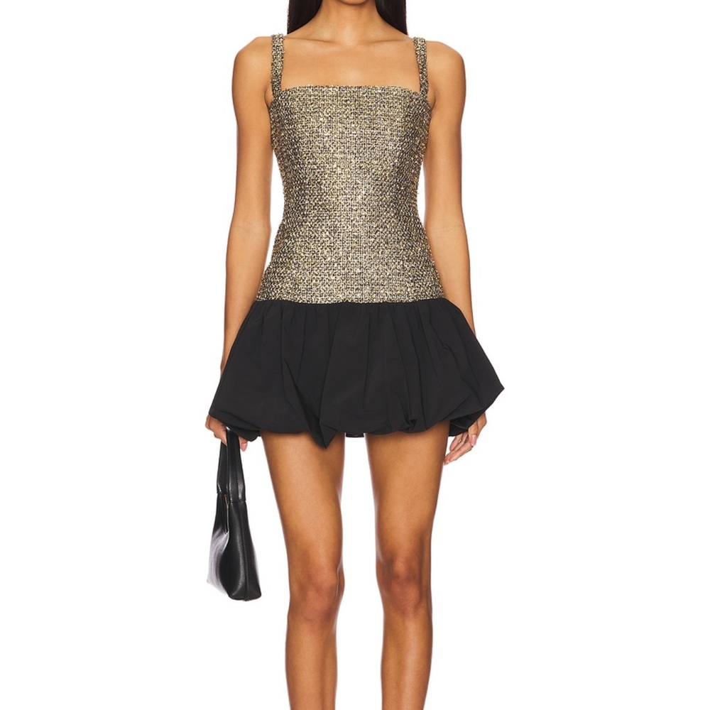Amanda Uprichard Black and Gold Mini Dress
